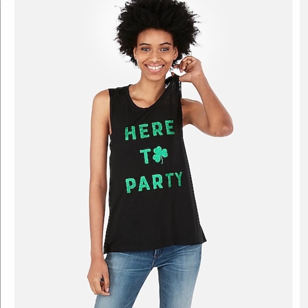 🏷☘️Here to Party ☘️Metallic Muscle Tank